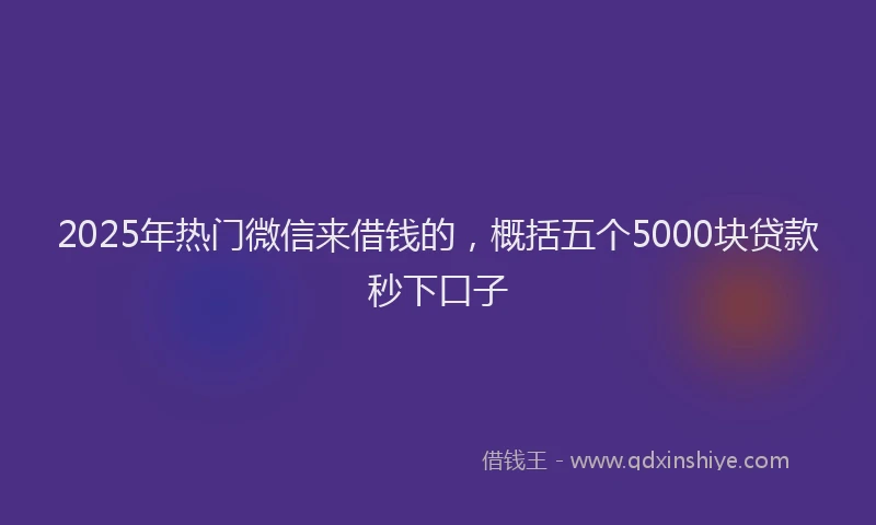 2025年热门微信来借钱的，概括五个5000块贷款秒下口子