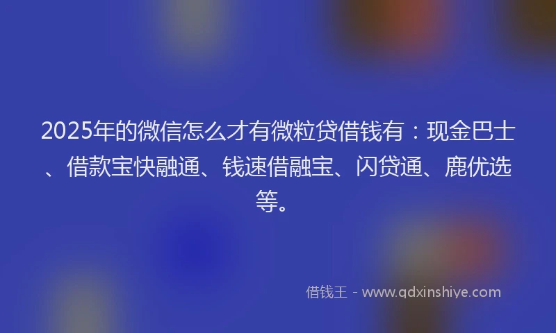 2025年的微信怎么才有微粒贷借钱有：现金巴士、借款宝快融通、钱速借融宝、闪贷通、鹿优选等。