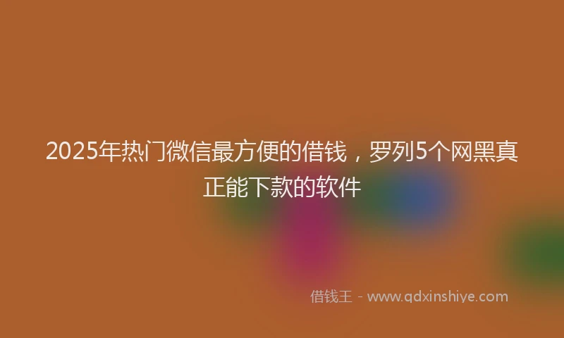 2025年热门微信最方便的借钱，罗列5个网黑真正能下款的软件