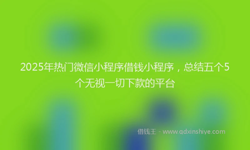 2025年热门微信小程序借钱小程序，总结五个5个无视一切下款的平台