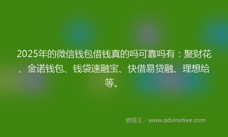 2025年的微信钱包借钱真的吗可靠吗有：聚财花、金诺钱包、钱袋速融宝、快借易贷融、理想给等。