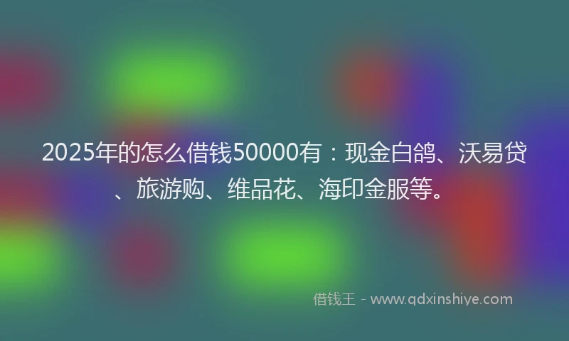 2025年的怎么借钱50000有：现金白鸽、沃易贷、旅游购、维品花、海印金服等。