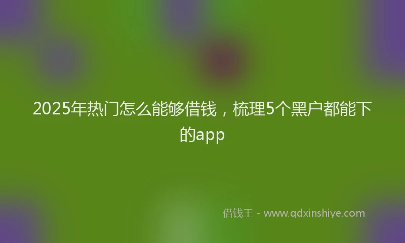 2025年热门怎么能够借钱，梳理5个黑户都能下的app