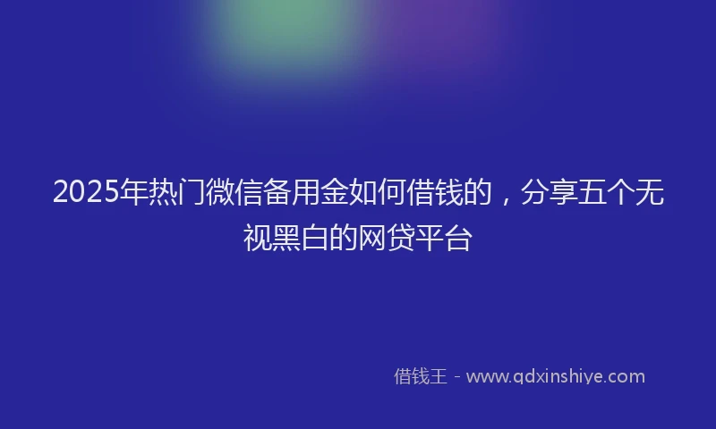 2025年热门微信备用金如何借钱的，分享五个无视黑白的网贷平台