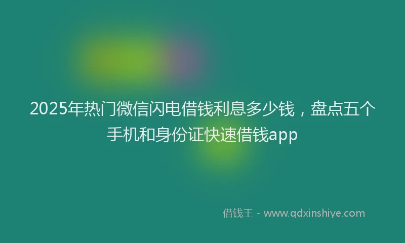 2025年热门微信闪电借钱利息多少钱，盘点五个手机和身份证快速借钱app