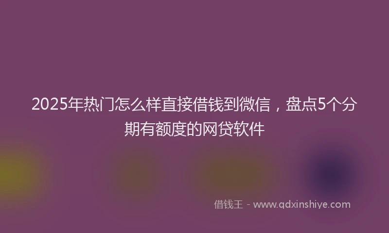 2025年热门怎么样直接借钱到微信，盘点5个分期有额度的网贷软件