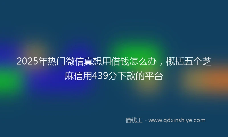 2025年热门微信真想用借钱怎么办，概括五个芝麻信用439分下款的平台
