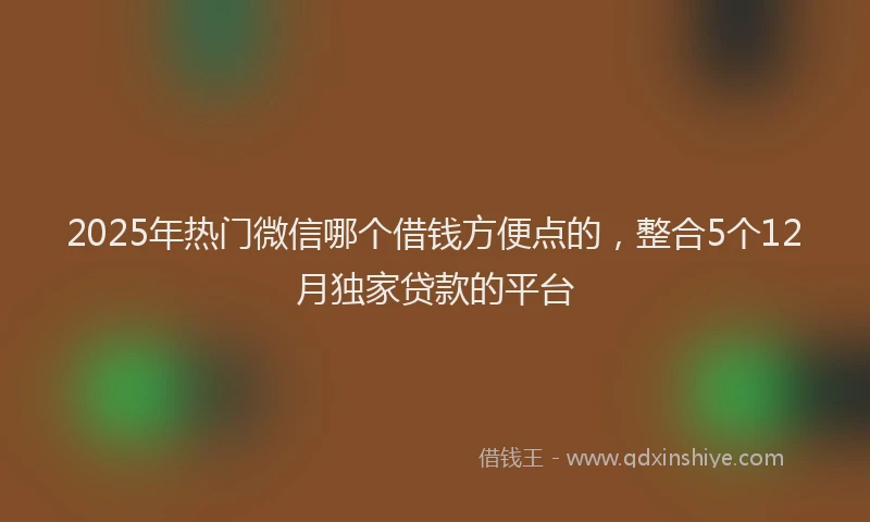 2025年热门微信哪个借钱方便点的，整合5个12月独家贷款的平台