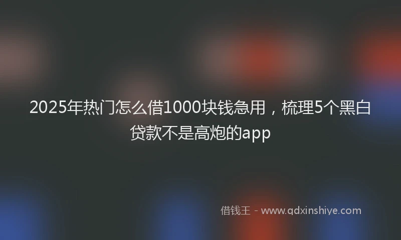 2025年热门怎么借1000块钱急用，梳理5个黑白贷款不是高炮的app
