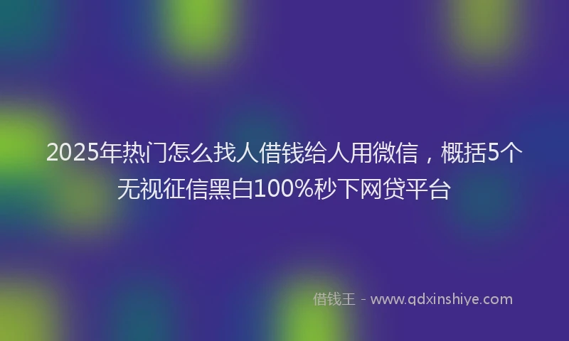 2025年热门怎么找人借钱给人用微信，概括5个无视征信黑白100%秒下网贷平台