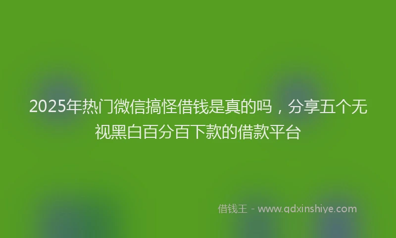 2025年热门微信搞怪借钱是真的吗，分享五个无视黑白百分百下款的借款平台