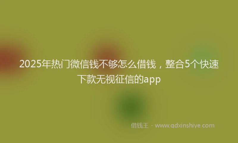 2025年热门微信钱不够怎么借钱，整合5个快速下款无视征信的app