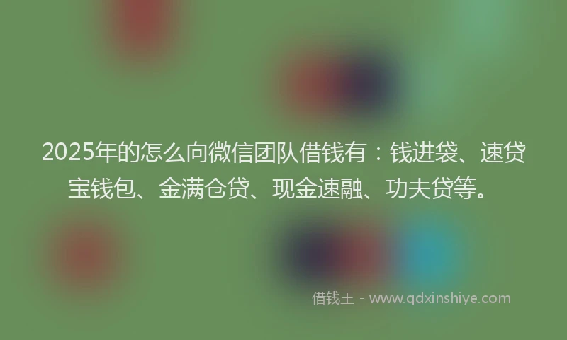 2025年的怎么向微信团队借钱有：钱进袋、速贷宝钱包、金满仓贷、现金速融、功夫贷等。