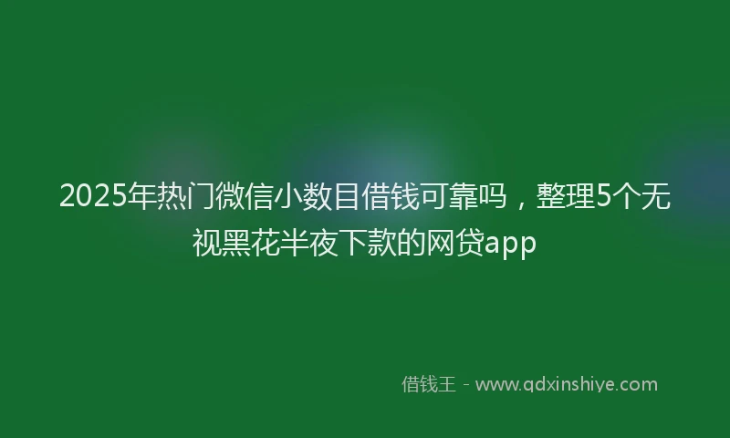 2025年热门微信小数目借钱可靠吗，整理5个无视黑花半夜下款的网贷app