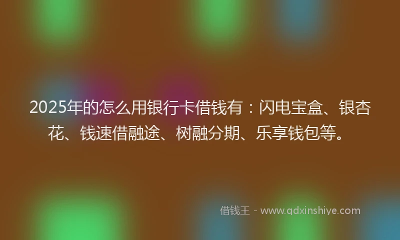 2025年的怎么用银行卡借钱有：闪电宝盒、银杏花、钱速借融途、树融分期、乐享钱包等。