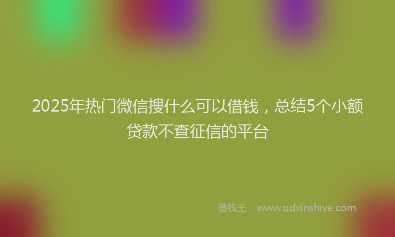 2025年热门微信搜什么可以借钱，总结5个小额贷款不查征信的平台