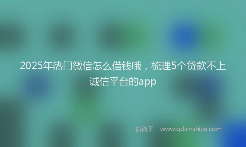2025年热门微信怎么借钱哦，梳理5个贷款不上诚信平台的app