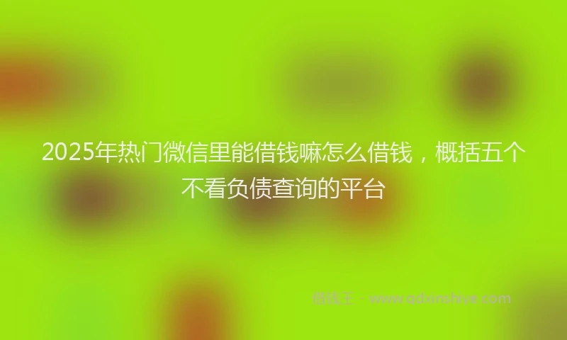 2025年热门微信里能借钱嘛怎么借钱，概括五个不看负债查询的平台