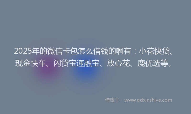 2025年的微信卡包怎么借钱的啊有：小花快贷、现金快车、闪贷宝速融宝、放心花、鹿优选等。