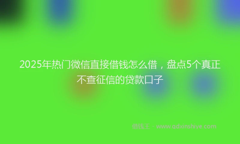 2025年热门微信直接借钱怎么借，盘点5个真正不查征信的贷款口子