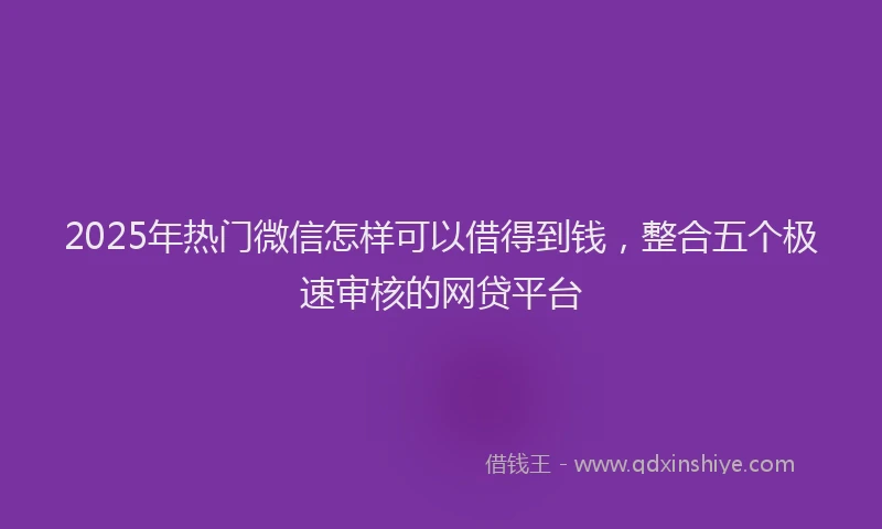 2025年热门微信怎样可以借得到钱，整合五个极速审核的网贷平台