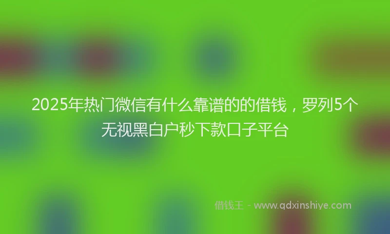 2025年热门微信有什么靠谱的的借钱，罗列5个无视黑白户秒下款口子平台