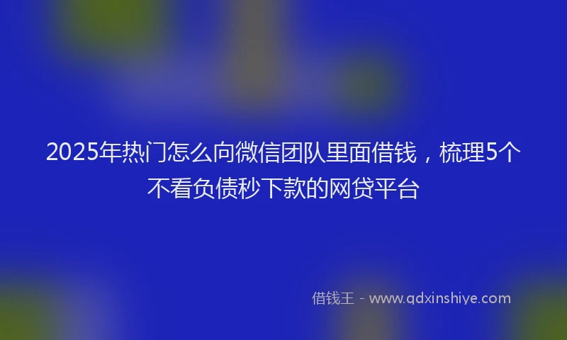 2025年热门怎么向微信团队里面借钱，梳理5个不看负债秒下款的网贷平台