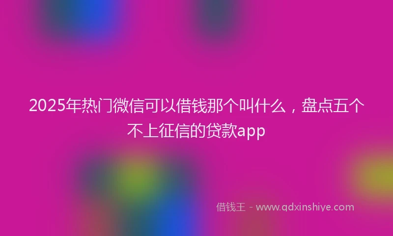 2025年热门微信可以借钱那个叫什么，盘点五个不上征信的贷款app