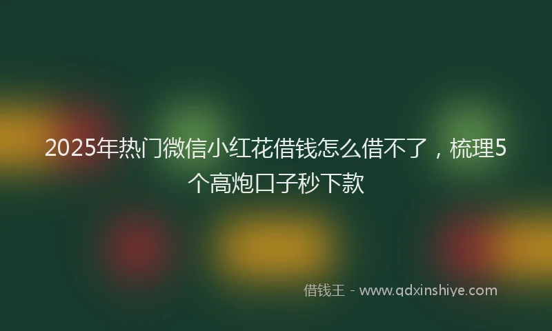 2025年热门微信小红花借钱怎么借不了，梳理5个高炮口子秒下款
