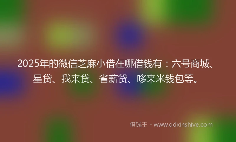 2025年的微信芝麻小借在哪借钱有：六号商城、星贷、我来贷、省薪贷、哆来米钱包等。