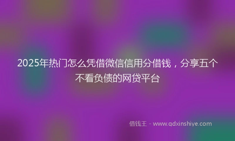 2025年热门怎么凭借微信信用分借钱，分享五个不看负债的网贷平台