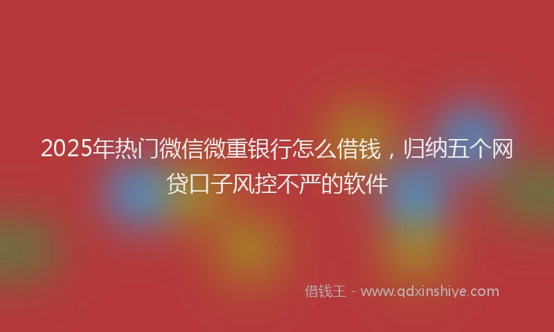 2025年热门微信微重银行怎么借钱，归纳五个网贷口子风控不严的软件