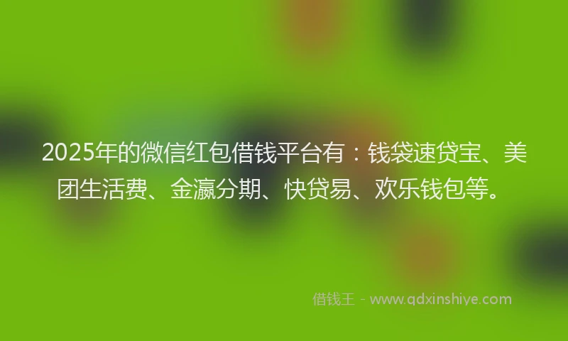 2025年的微信红包借钱平台有：钱袋速贷宝、美团生活费、金瀛分期、快贷易、欢乐钱包等。