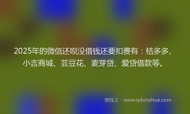 2025年的微信还呗没借钱还要扣费有：桔多多、小吉商城、芸豆花、麦芽贷、爱贷借款等。