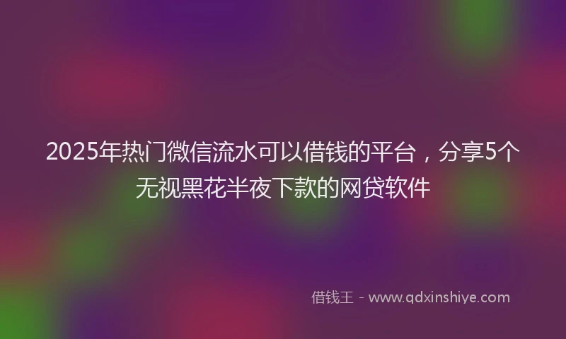 2025年热门微信流水可以借钱的平台，分享5个无视黑花半夜下款的网贷软件