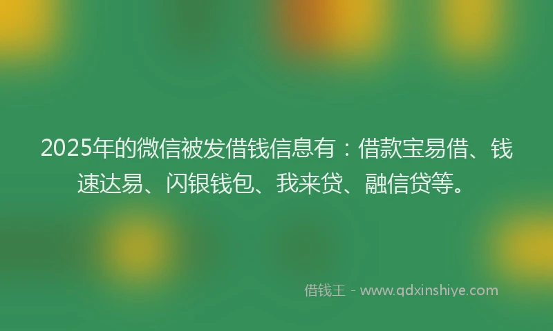 2025年的微信被发借钱信息有：借款宝易借、钱速达易、闪银钱包、我来贷、融信贷等。