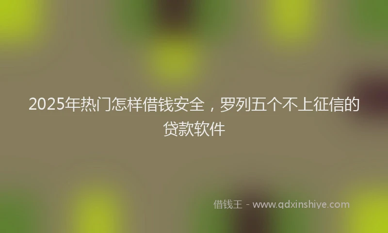 2025年热门怎样借钱安全，罗列五个不上征信的贷款软件