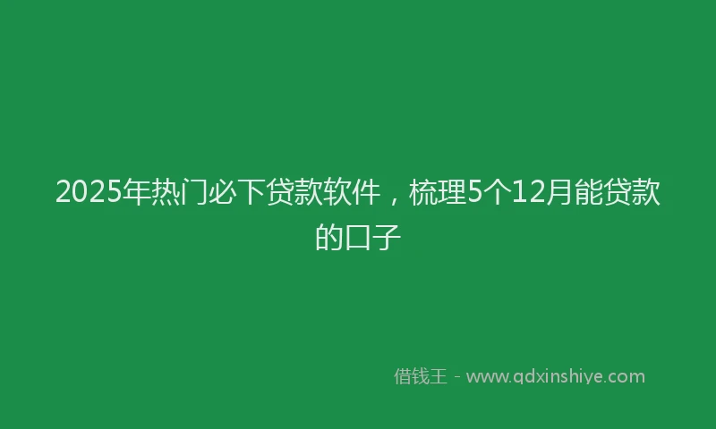 2025年热门必下贷款软件，梳理5个12月能贷款的口子