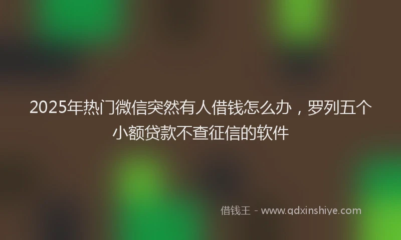 2025年热门微信突然有人借钱怎么办，罗列五个小额贷款不查征信的软件