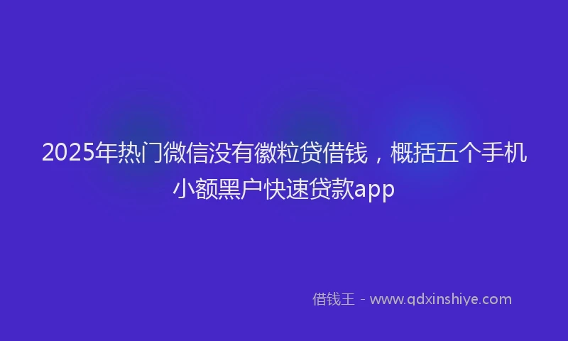 2025年热门微信没有徽粒贷借钱，概括五个手机小额黑户快速贷款app