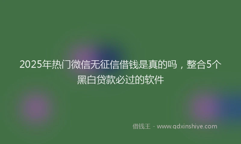 2025年热门微信无征信借钱是真的吗，整合5个黑白贷款必过的软件