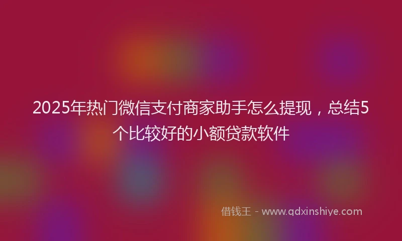 2025年热门微信支付商家助手怎么提现，总结5个比较好的小额贷款软件