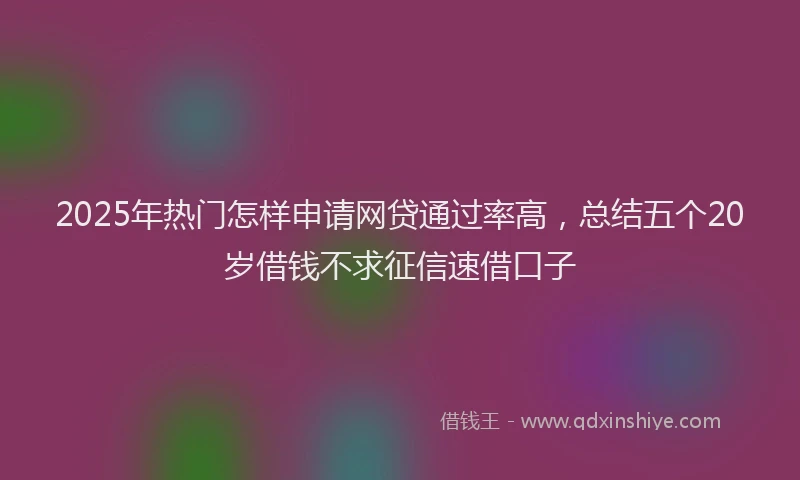 2025年热门怎样申请网贷通过率高，总结五个20岁借钱不求征信速借口子