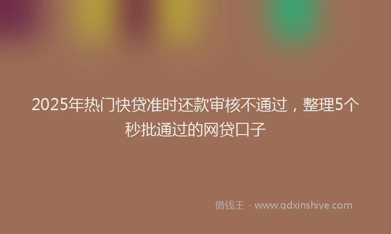 2025年热门快贷准时还款审核不通过，整理5个秒批通过的网贷口子