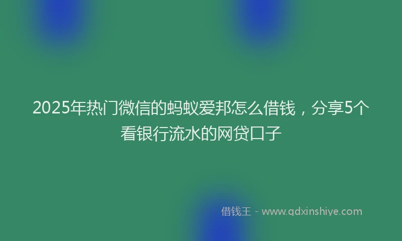 2025年热门微信的蚂蚁爱邦怎么借钱，分享5个看银行流水的网贷口子