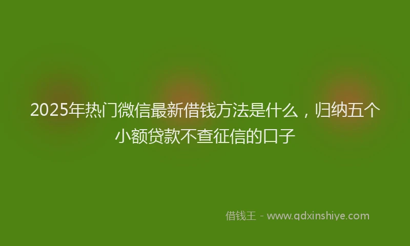 2025年热门微信最新借钱方法是什么，归纳五个小额贷款不查征信的口子