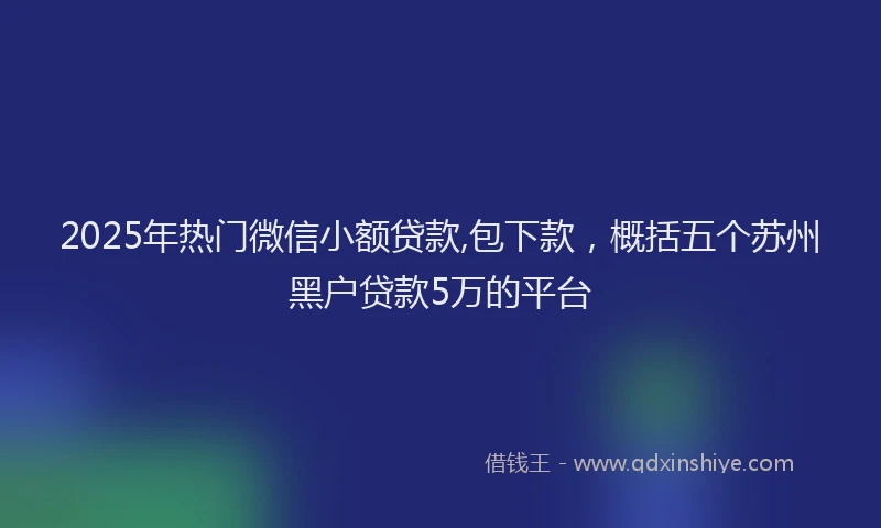 2025年热门微信小额贷款,包下款，概括五个苏州黑户贷款5万的平台