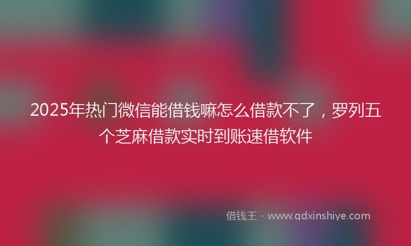 2025年热门微信能借钱嘛怎么借款不了，罗列五个芝麻借款实时到账速借软件