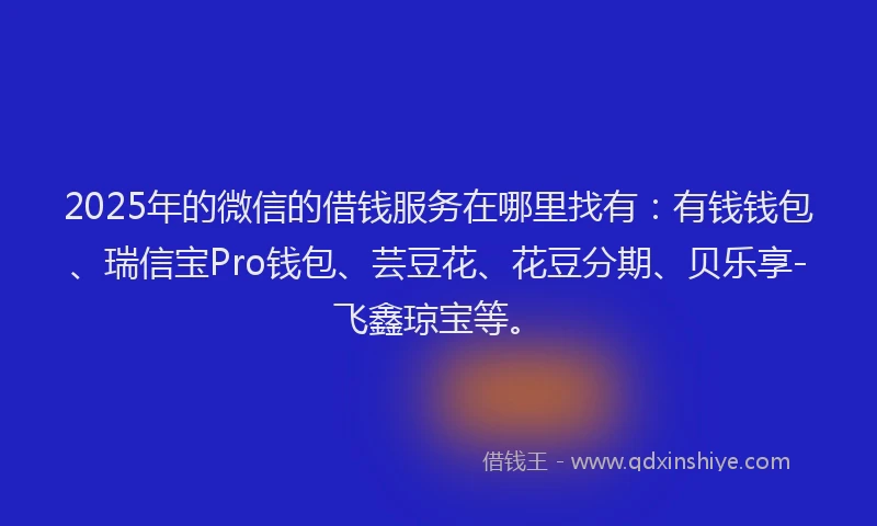 2025年的微信的借钱服务在哪里找有:有钱钱包、瑞信宝Pro钱包、芸豆花、花豆分期、贝乐享-飞鑫琼宝等。