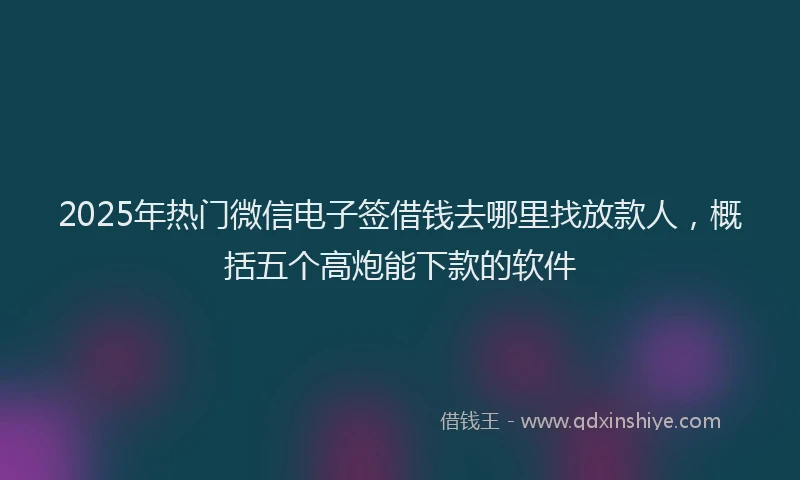 2025年热门微信电子签借钱去哪里找放款人，概括五个高炮能下款的软件